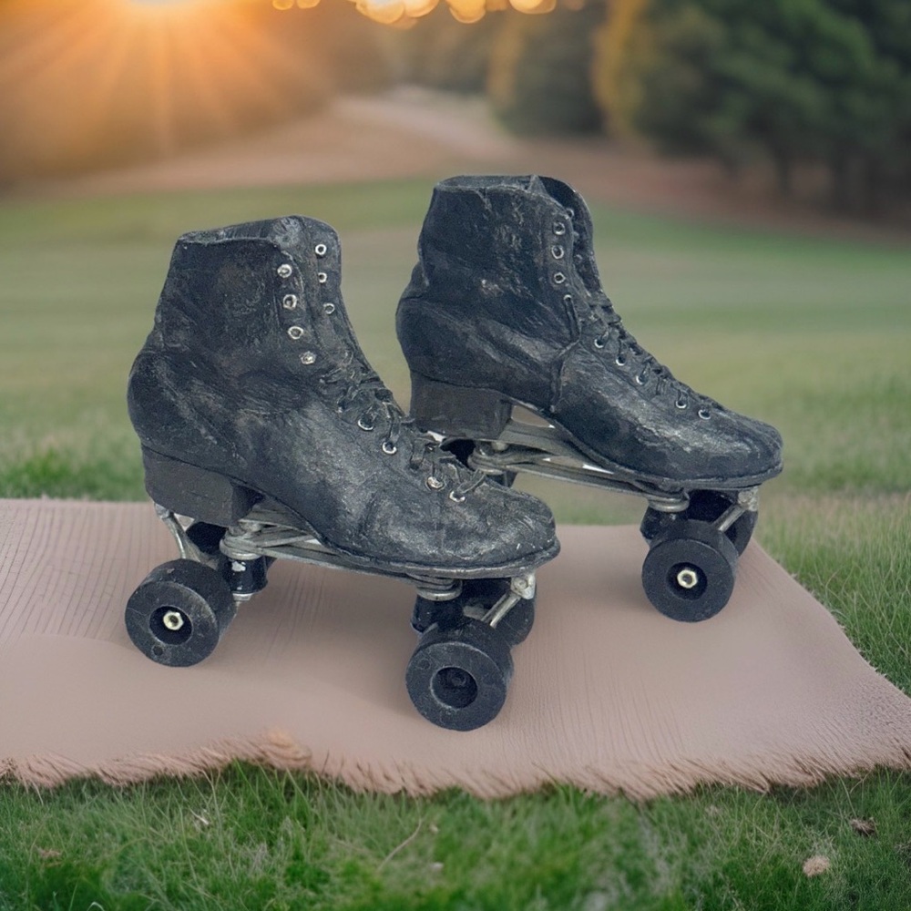 Vintage Roller Skate Decor Realistic Looking Leather Solid Ceramic Wooden Wheels